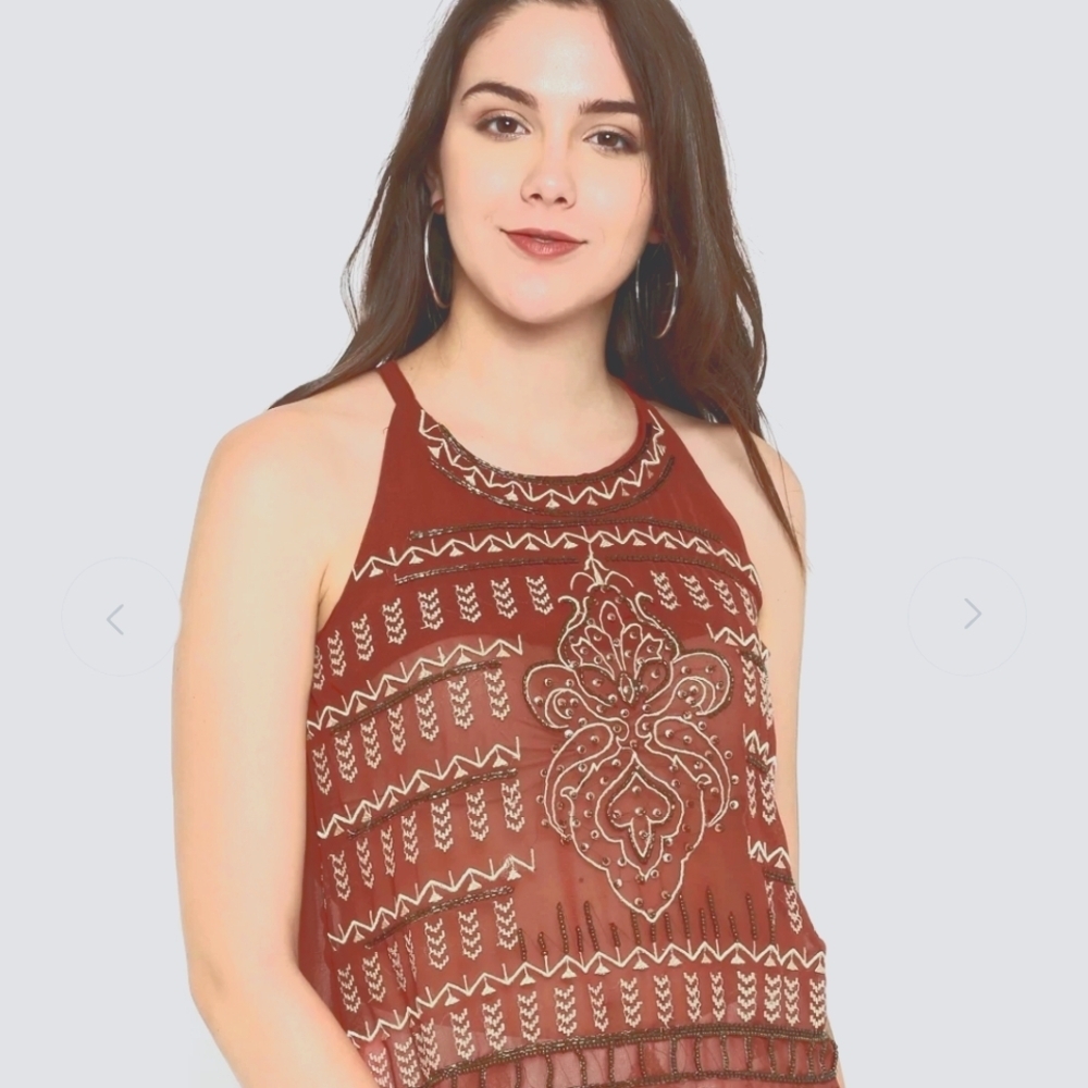 Boho Embellished Beaded Tank Top